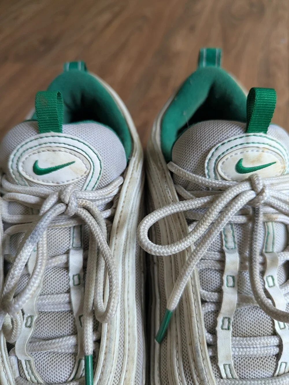 Nike Air Max 97 White and Green Sneakers Sz 8